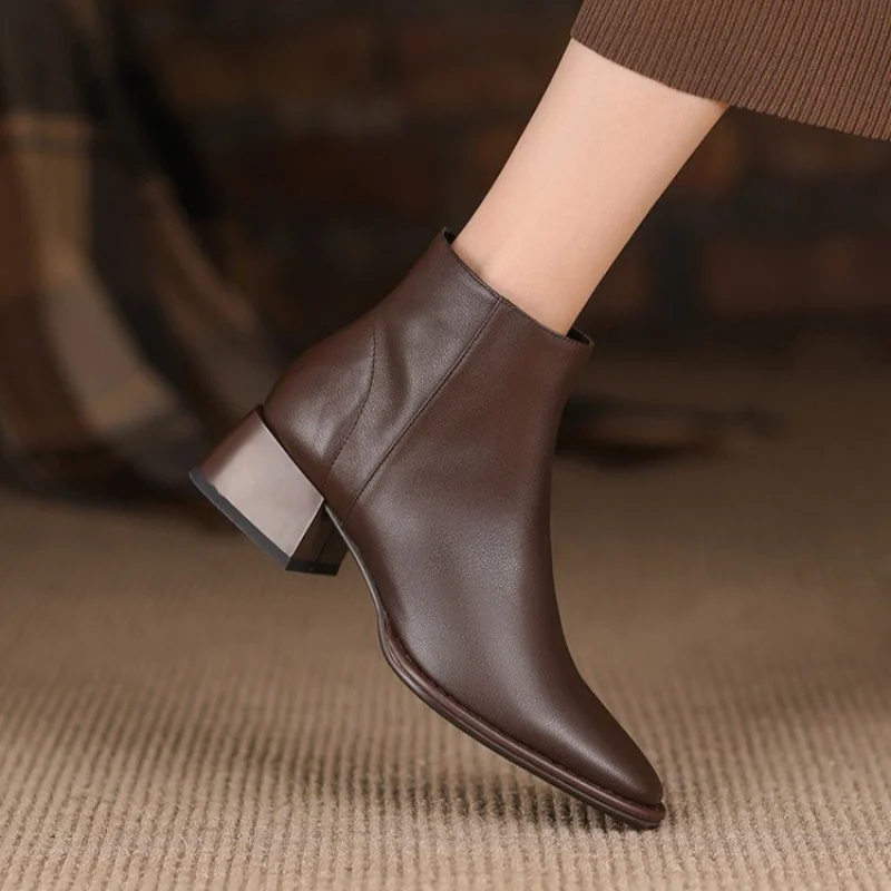 Women Ankle Boots Thick Heels Short Boot Fashion Winter Shoes Women Ins Autumn Daily Office Lady Footwear Size 35-40