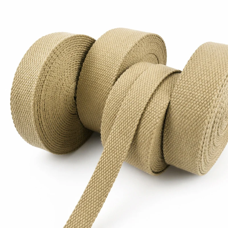 Meetee 5Meters 20-50mm Cotton Webbing Band Khaki Ribbon Belt Canvas Bags Strap Home Decoration Tapes DIY Sewing Accessories