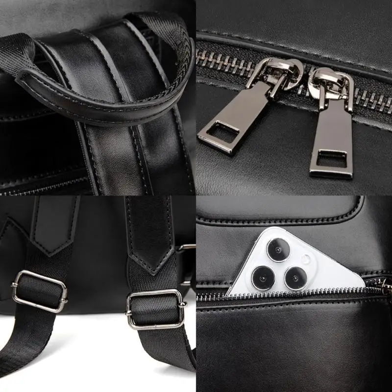 D46D Pu Backpacks Punk Rivets Travel Bagpack School Computer Bag Laptop Backpacks
