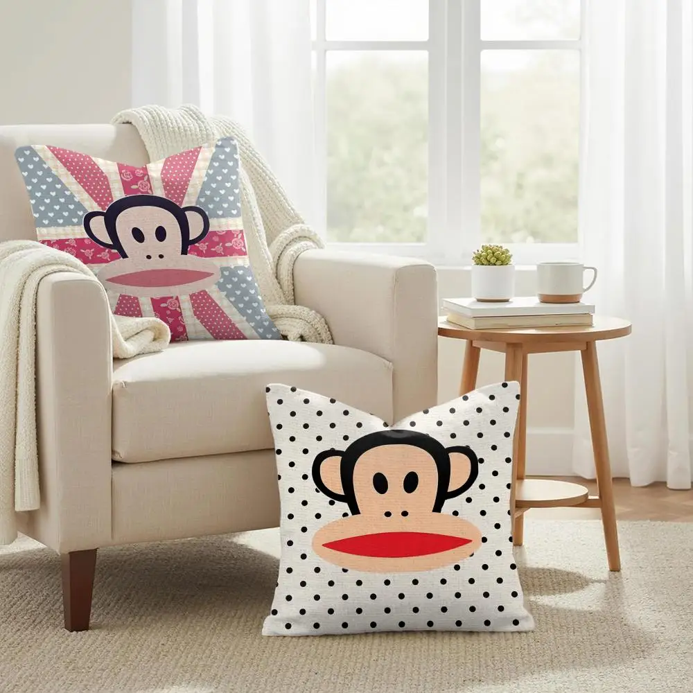 P-Paul F-Frank Cushion Cover Summer Coolness Linen Organic Fabric Sofa Pillow Case Double-Sided Printing Home Decor