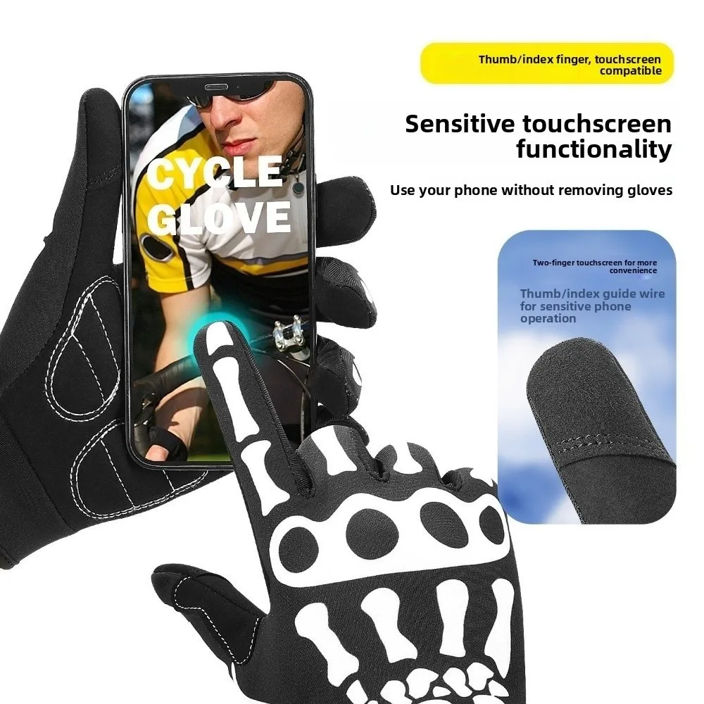 

1 Pair Breathable Punk Skeleton Gloves Skull Ghost Claw Skeleton Design Cycling Gloves Shock Absorbing Anti Slip