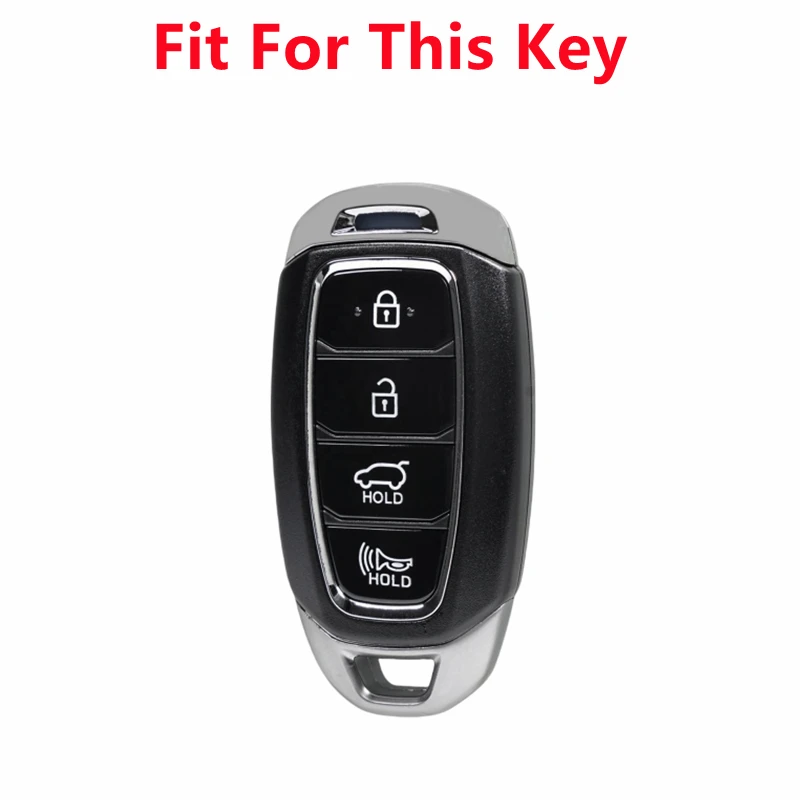 FLYBETTER Genuine Leather 4Button Smart Key Case Cover For Hyundai Santa Fe TM/Palisade/Grandeur/Azera/Elantra GT/Kona  L536