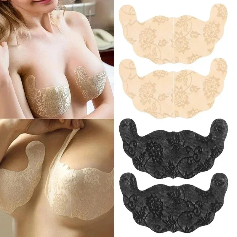1Pair U Shape Self Adhesive Nipple Cover Pads Invisible Breast Push Up Bra Top Tape Disposable Paste Chest Paste Sticker Wedding image 2