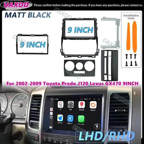 2 Din Car Interior Stereo Radio For 2002-2009 Toyota Prado J120 Lexus GX470 9INCH Android Frame Kit Panel Adapter Multimedia DVD