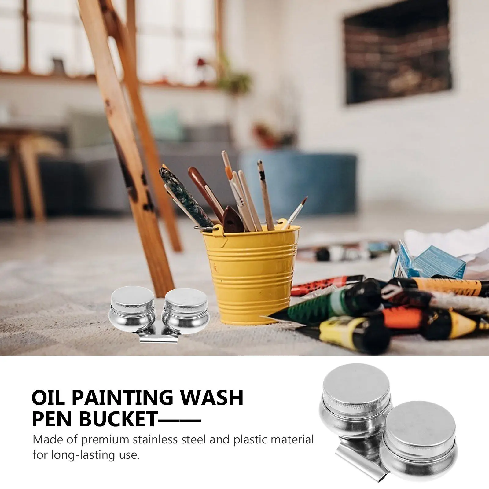 

Premium Stainless Steel Paint Brush Washing Pot Color Mixing Container Brush Cleaning Kettle for Outdoor Home School Studio Use