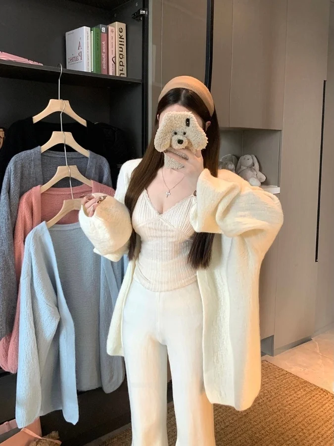 

plus Size Lazy Style Casual Soft Lantern Sleeve Sweater Coat Women's Autumn New Loose Versatile Top Trendy Korean Version