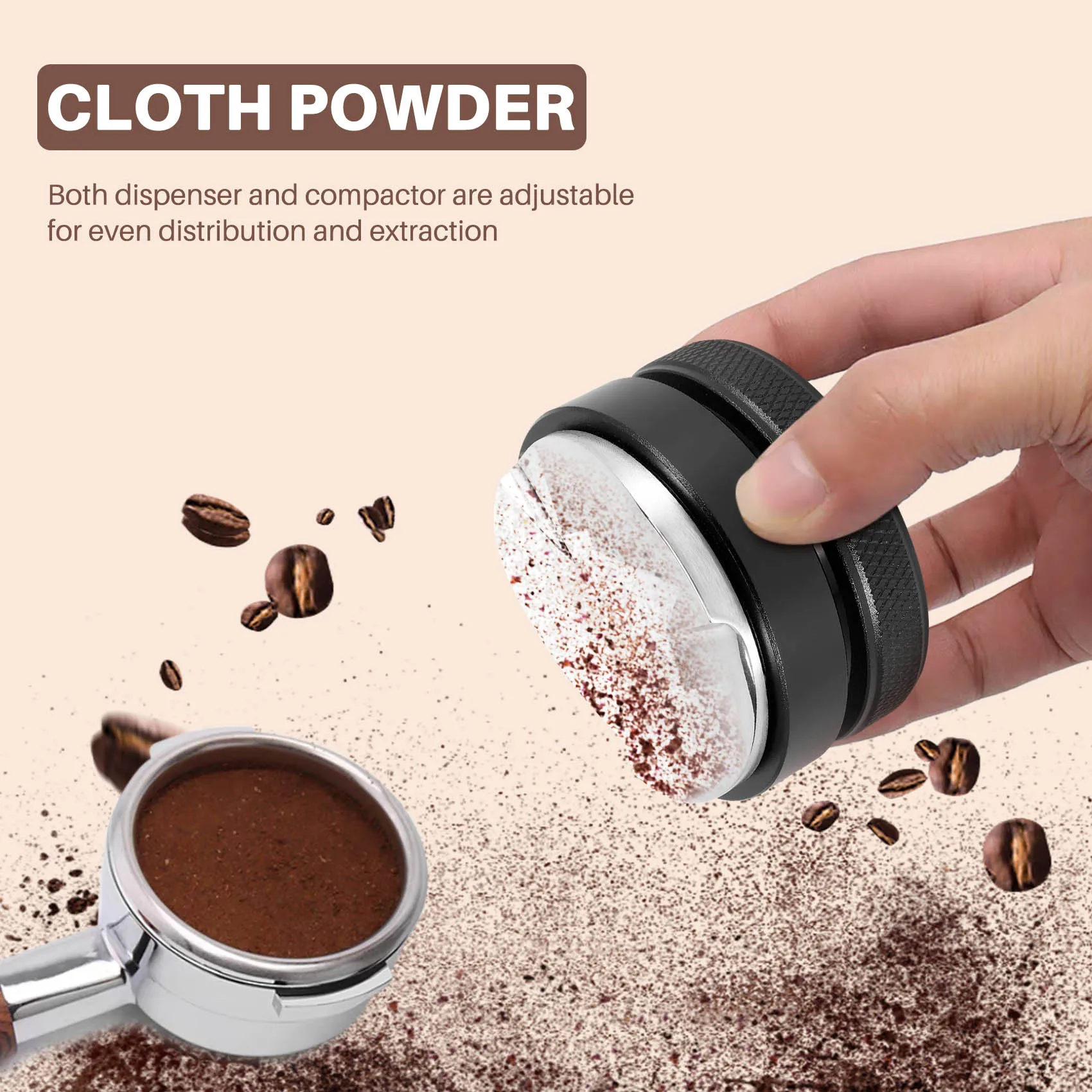 Espresso 304 Stainless Steel Coffee Distributor Leveler Tool Coffee Tamper with Three Angled Slopes 49mm GSY