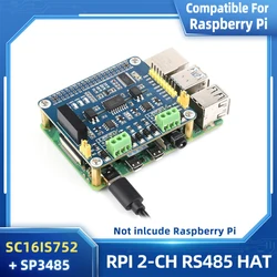 Raspberry Pi 2 Channel Isolated RS485 Expansion HAT SC16IS752 + SP3485 Solution for Raspberry Pi 5 4B 3B+ 3B Zero 2 W