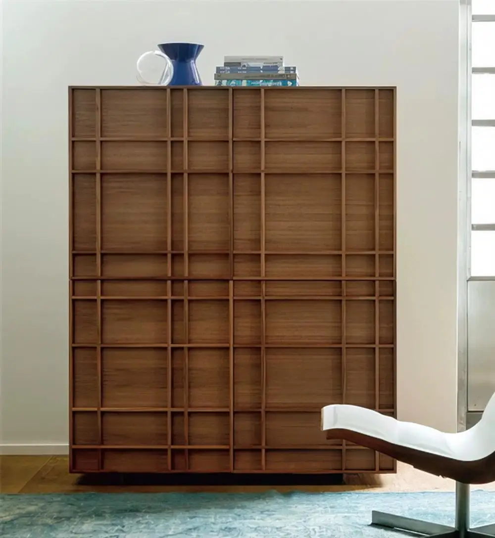 Black Walnut Color Dining Side Cabinet Simple Storage Porch Cabinet Household Storage Stand Cabinet