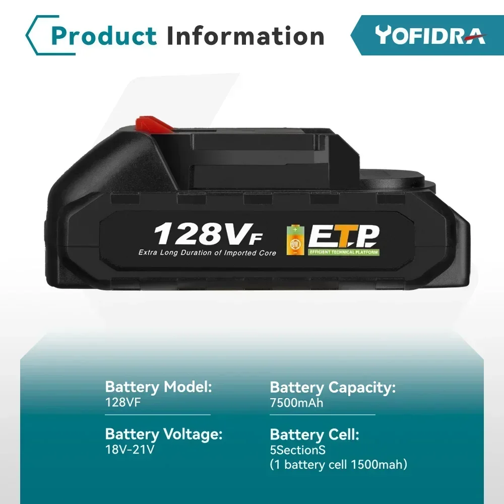 Yofidra 388VF Battery Rechargeable 22500mah 15000mah Lithium Ion Battery 928VF Li-ion Battery For 21V Electric Power Tool