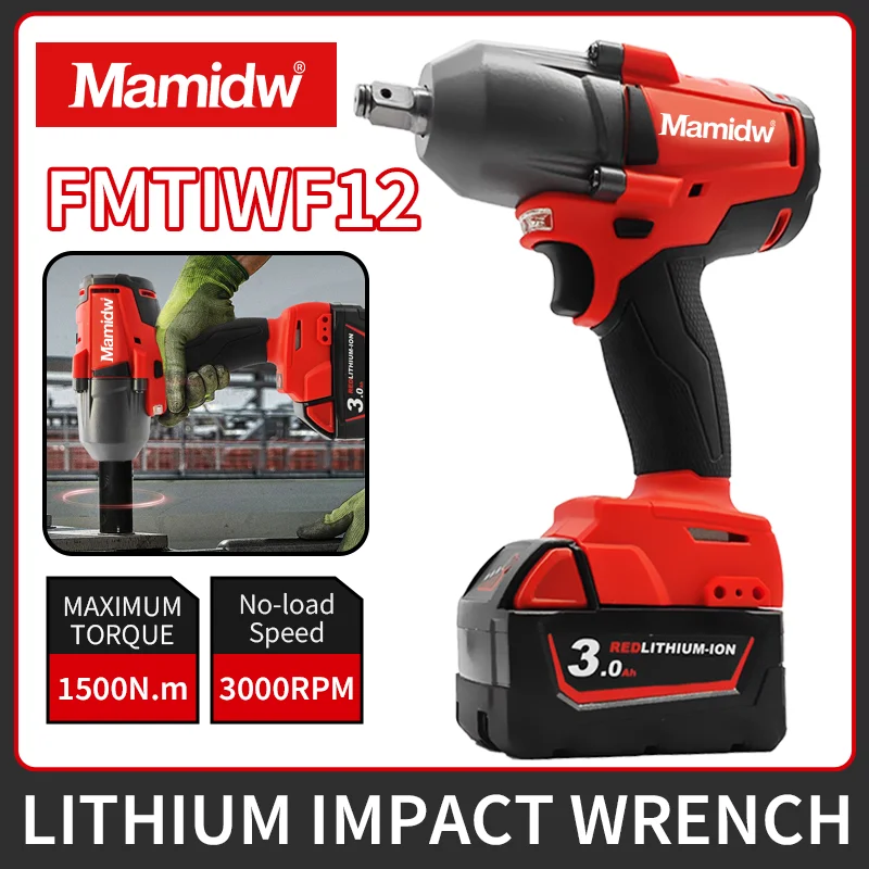 

Mamidw 1500N.m Brushless Impact Driver Cordless Impact Wrench Screwdriver Rechargeable Power Tool For Milwaukee Battery PIN