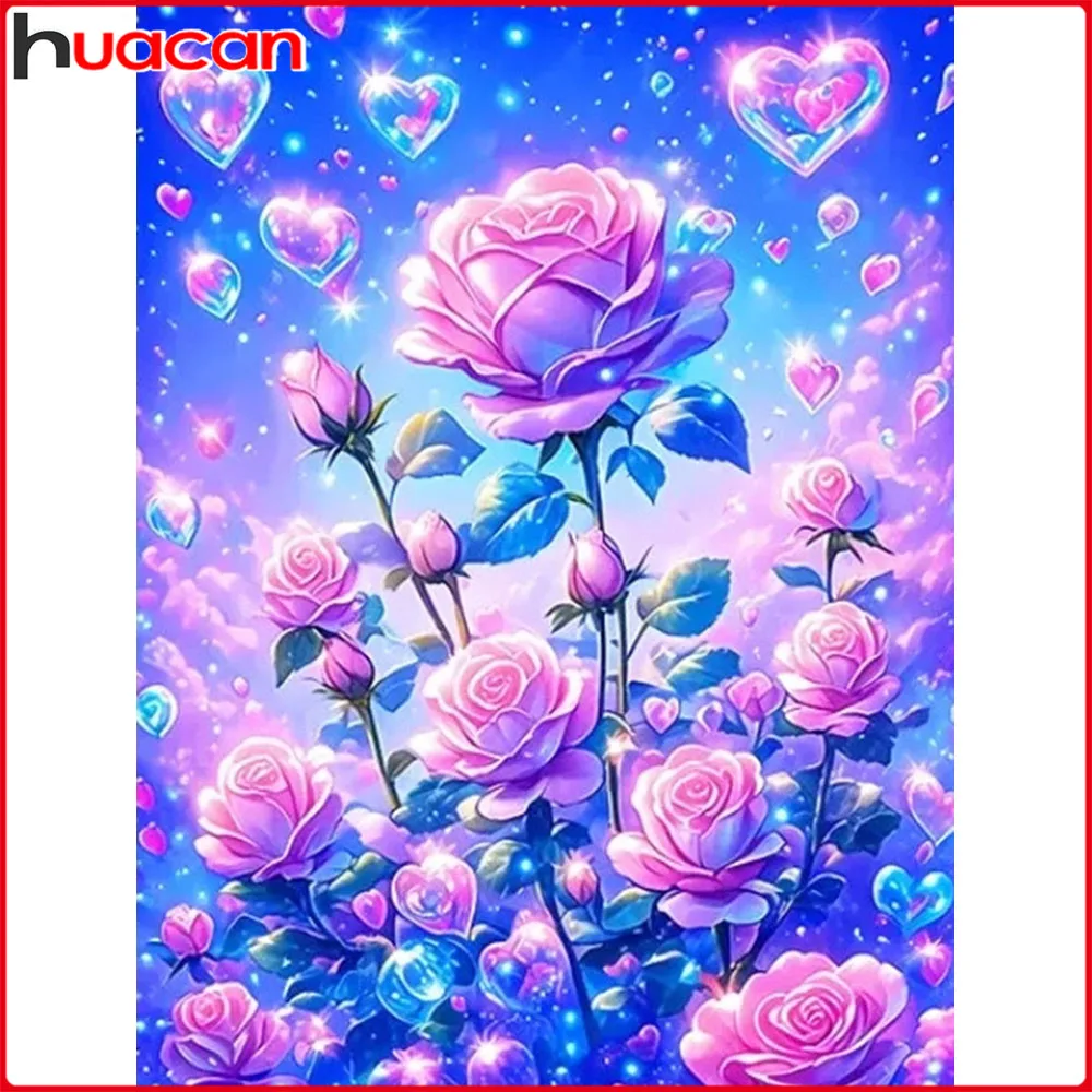 Huacan Neuheiten 2026 Diamond Painting Rosen-Herz Diamant-Mosaik Blumen Komplettset Handgemachtes Geschenk