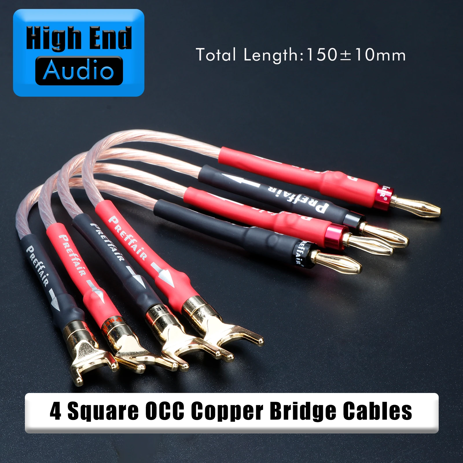 Preffair 4pcs 4sq OCC Speaker Bridge Audio Cable Speaker jumper Cable Gold plated Banana/Y Spade Connector for Binding Post