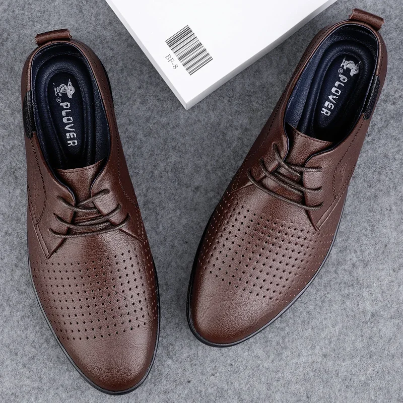 Men Round Head Leather Shoes Business Dress Shoes Handmade Casual Shoes Lace Up Footwear Men Platform Moccasins Slip-on Loafers