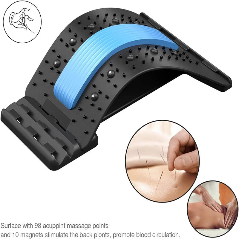 Magnetic Therapy Back Stretcher Multi-Level Adjustable Massager Waist Neck Fitness Lumbar Cervical Spine Support Pain Relief