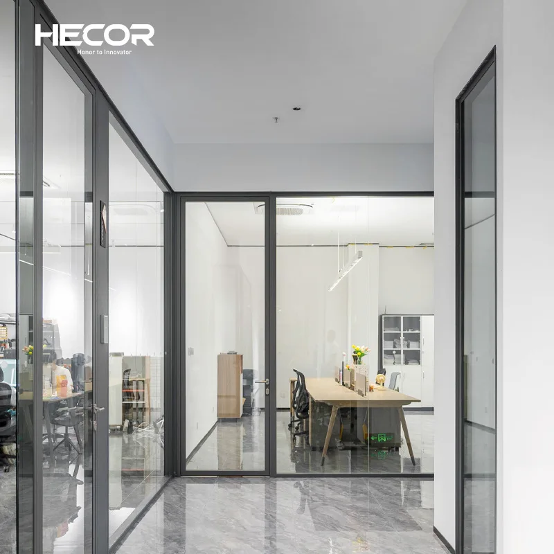 

Office Glass Partition Wall Aluminum Alloy Panoramic Transparent Sound Insulation Partition Wall