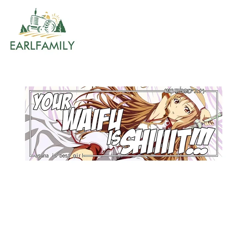 

EARLFAMILY 13cm X 4.9cm Yuuki Asuna Cartoon Slap Camper Car Stickers Motorcycle Decal Vinyl Waterproof Trunk RV JDM VAN Decor