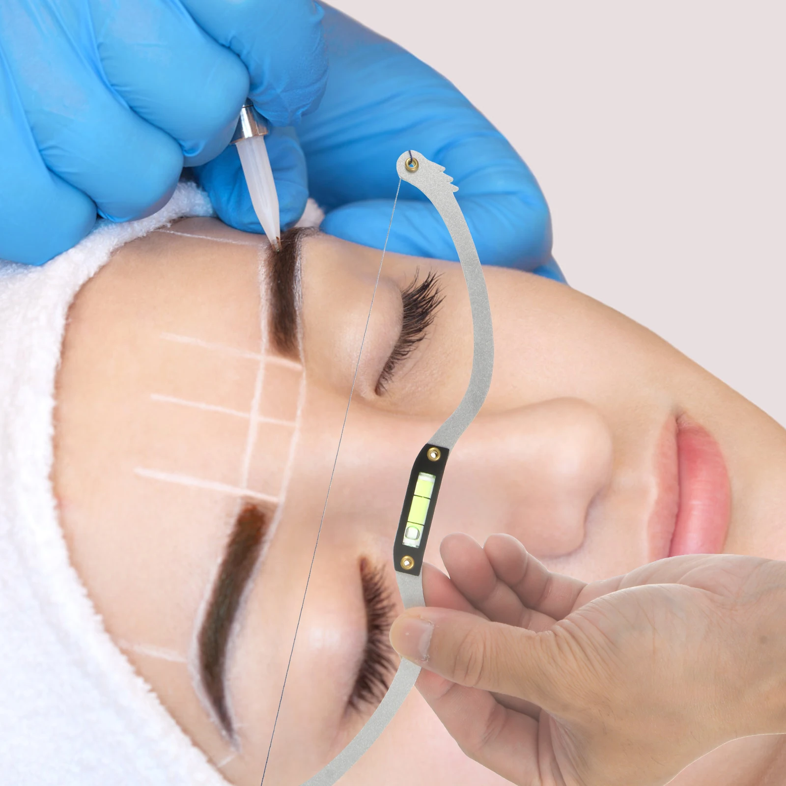 

Eyebrow Ruler Adjustable Bow Shaped Eyebrow Mapping Tool for Symmetrical Shaping Threading Tattoo Filling Measurement Tool