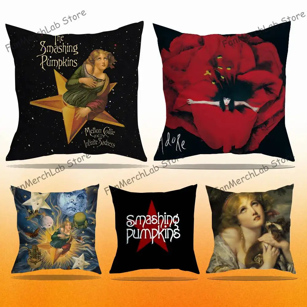 S-Smashing Pumpkins Band Cushion For Bedroom Car Coffee Shop Room and Living Room Sofa Decorative Pillow Cover Case