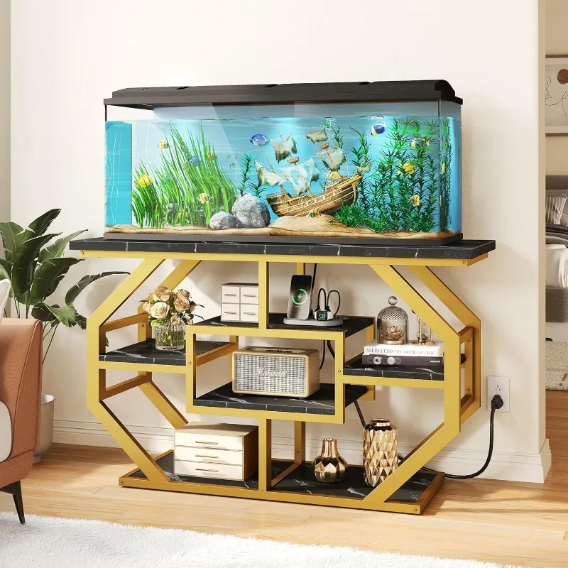

Gallon Aquarium Stand with Power Outlet, Display Stand for Turtle Tank, Reptile Terrarium, Metal Fish Tank Stand Suitable