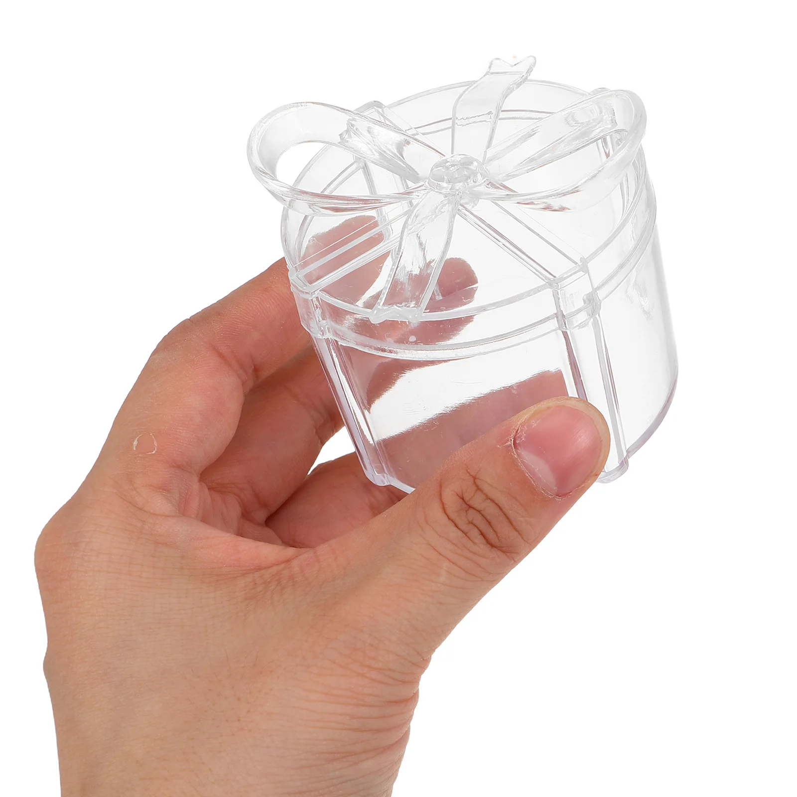 

12Pcs Creative Round Bowknot Transparent Candy Boxes Elegant Small Favor Containers for Weddings Birthdays Party Decorations