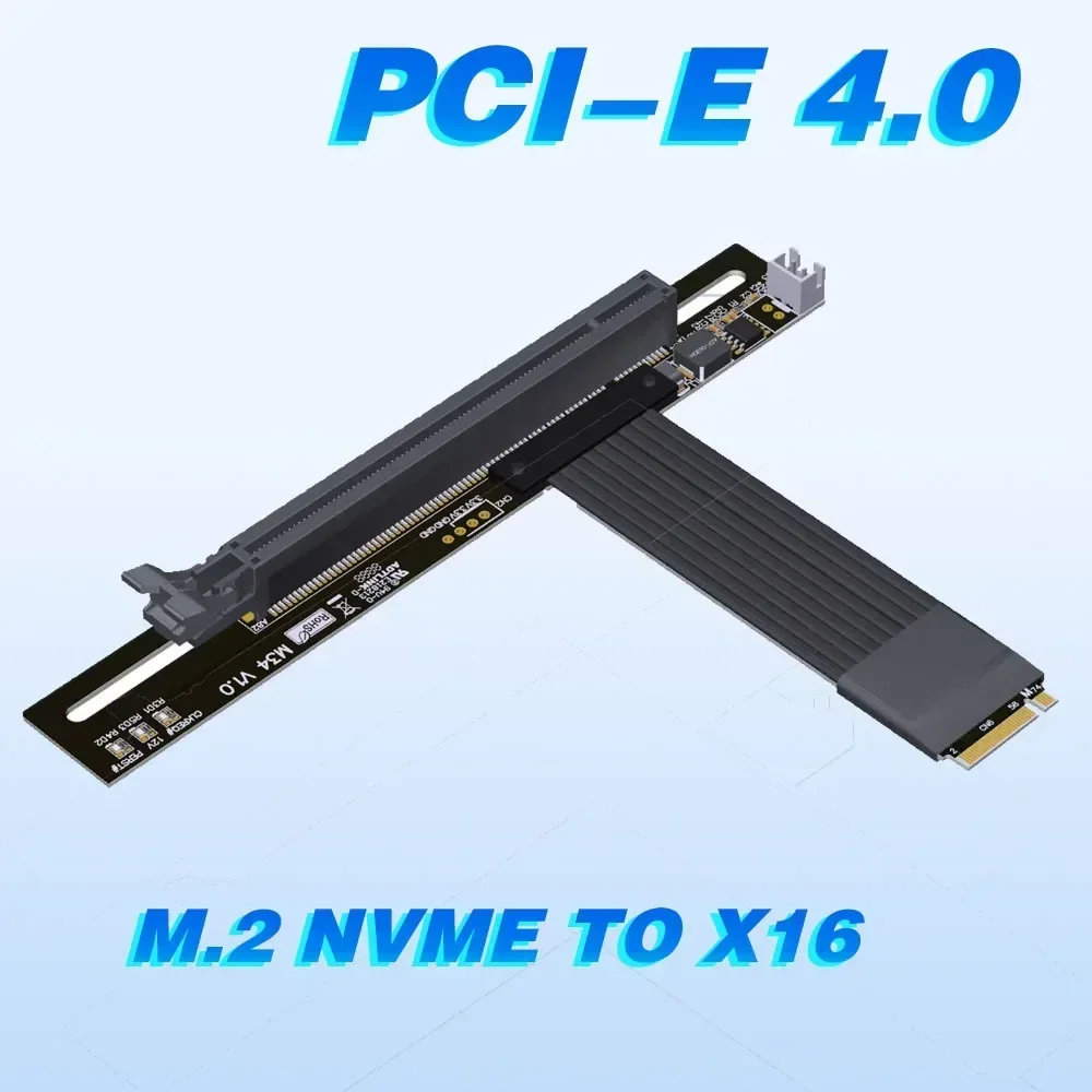 64G/bps PCI-E 4.0 M.2 NVME to x16 Riser Cable M-Key Extension GPU Adapter For ATX Chassis Vertical Mount M2 NGFF Gen4 Full Speed