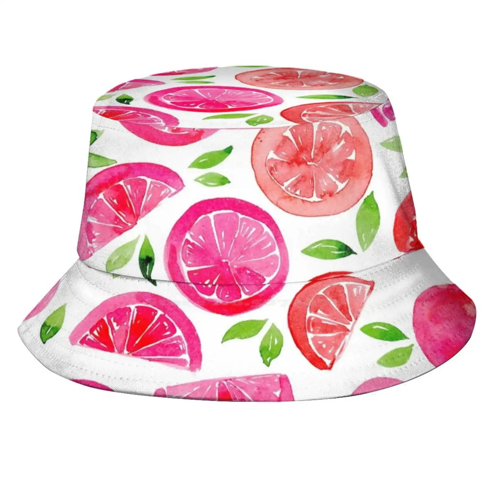 Watercolor Grapefruit - Pink Sun Cap Fisherman Hat Bucket Hats Watercolor Pink Grapefruit Citrus Citric Food Pattern