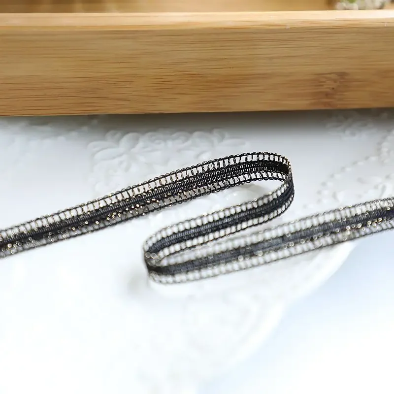 Braided Lace Ribbon for Home Decoration, Black Gold Trim, Sewing Centipede, DIY Clothes, Curve Lace Accessories Party Decoration