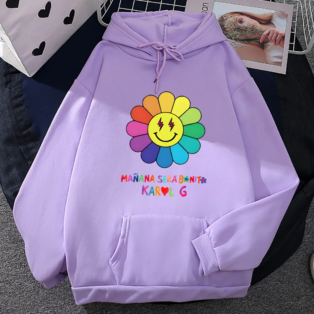 Karoll g Manana Sera Bonito Geruch Gesicht Blumen druck Sweatshirts weiblich/männlich Winter Fleece Hoodie übergroße Langarm Pullover