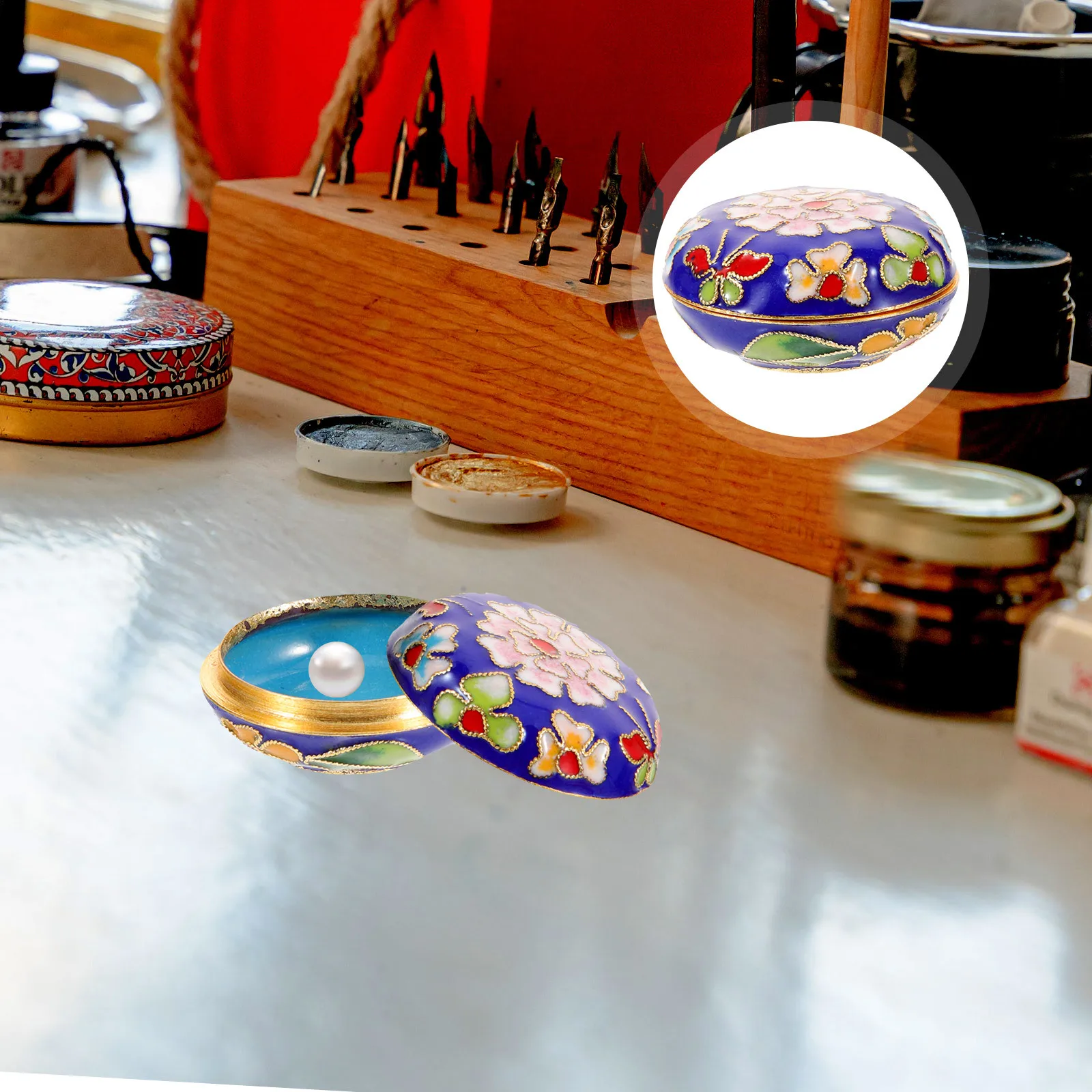 

Эмалированная шкатулка для драгоценностей, винтажная маленькая подарочная коробка для серег, колец, ожерелий, браслетов, витрина для хранения, контейнер для пудры, брелок