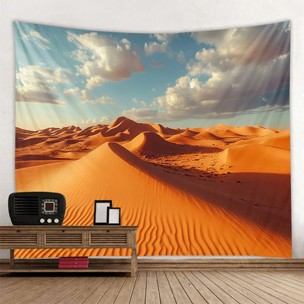Golden Desert Wall Hanging Tapestry Natural Landscape Bedhead Home Decorative Cloth Sky Cloud Artwork