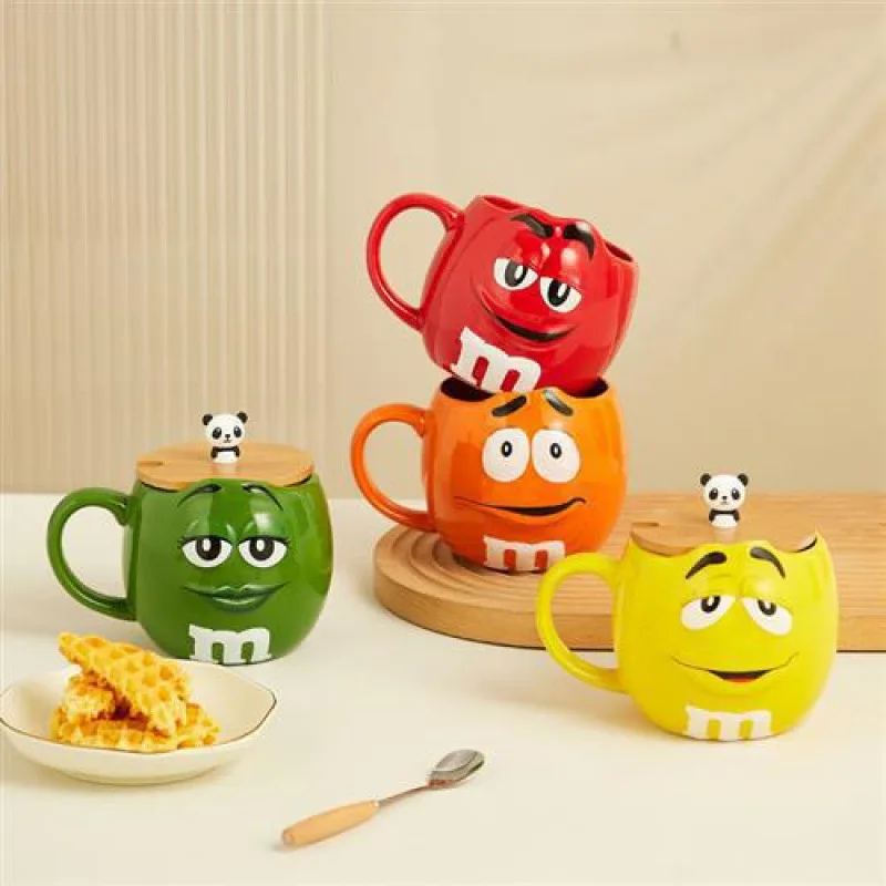 Large Capacity Ceramic Mug Funny Facial Expression Cup With Hot Chocolate M Beans Pattern Household Tableware Creative Gift