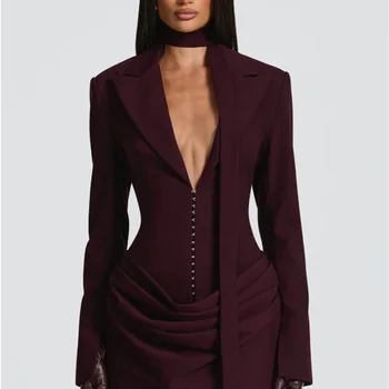 Longue écharpe femmes costume 1 pièce Blazer avec dos rayure...