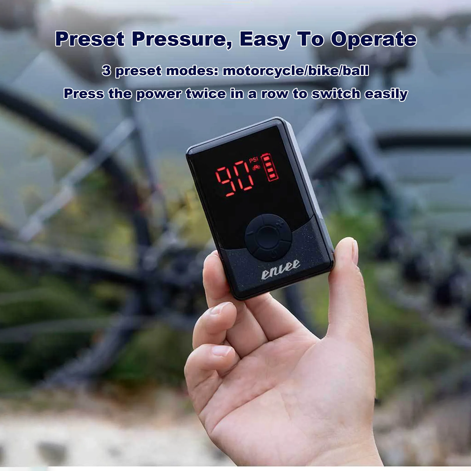 

Bike Tire Pump with Digital Pressure Display Portable Electric Inflator AI Chip Design Fast Charging for Motorcycles Bikes Balls