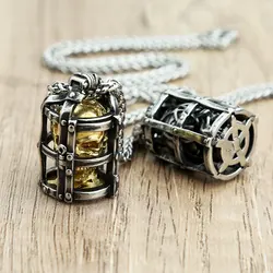 Gothic 316L Stainless Steel Cage Skull Pendant Necklace For Men Punk Hip Hop Biker Skull Pendant Party Jewelry Halloween Gift