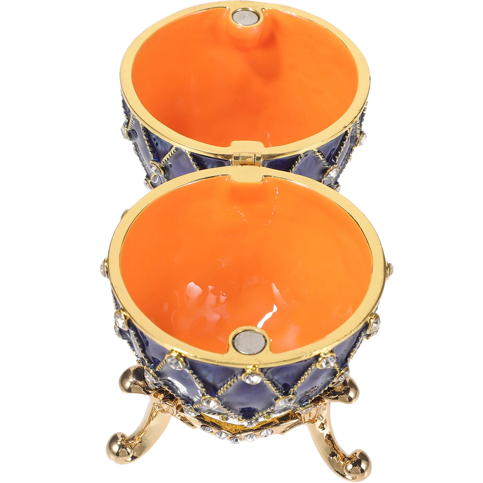 

Premium Rhinestones Gold Plated Hollow Design Jewelry Storage Box For Necklace Bracelet Earrings Alloy Egg Trinket Box