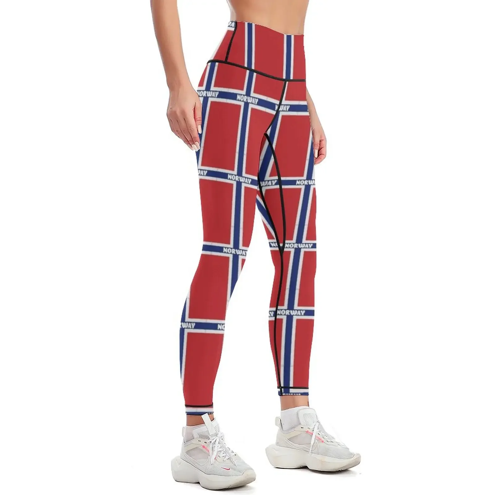 Norwegian Flag with Name of Norway Leggings Legging sport Women's gym sports woman gym Golf wear Womens Leggings