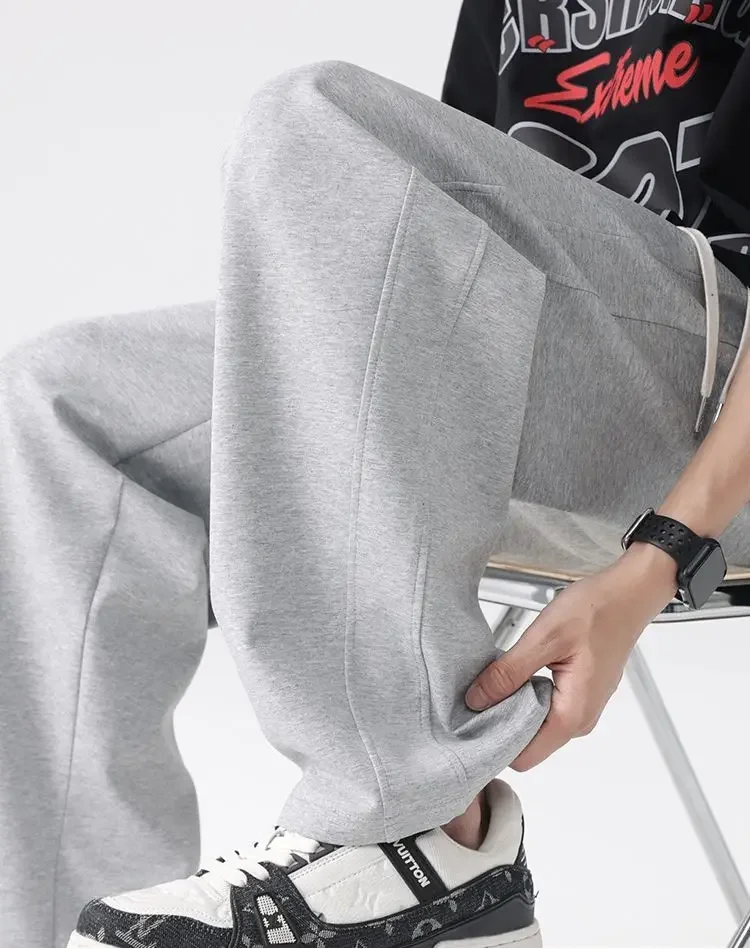 Pantalones deportivos de Corea Seúl, pantalones rectos para hombre, pantalones casuales negros sueltos, ropa de calle, pantalones, ropa para hombre, ropa de calle