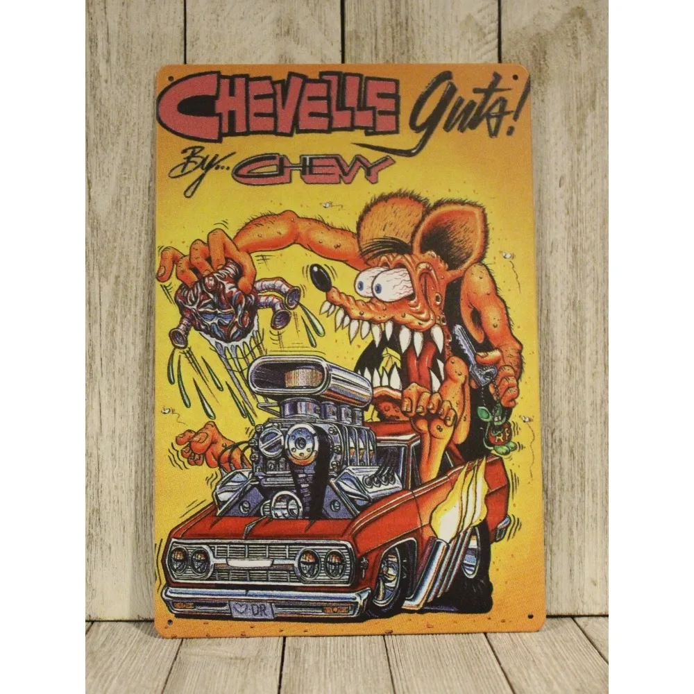 Rat Fink Metall-Blechschild im Vintage-Look – Hot Rod Racing Poster Dekor für Man Cave Garage, Retro-Wandkunst