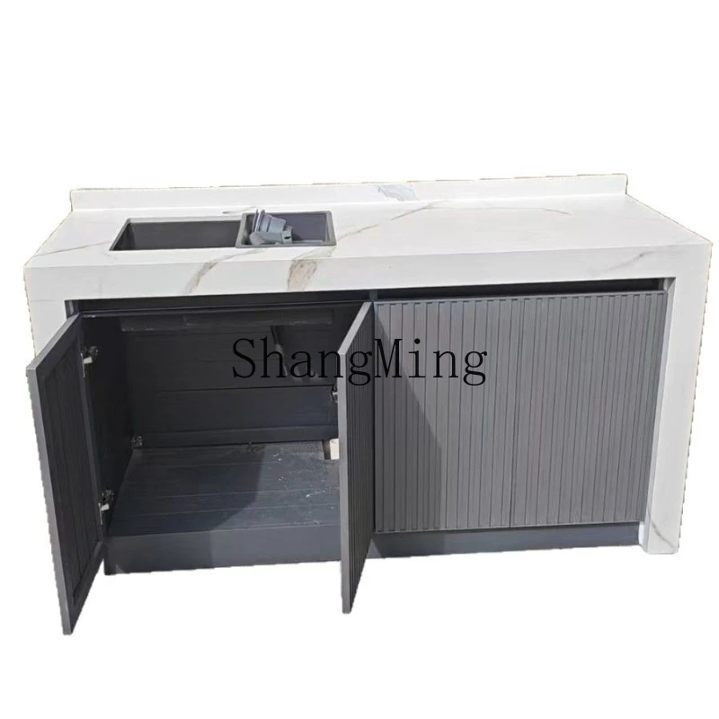 

ZYY Outdoor Garden Wash Rock Slate Island Table Operating Table Wash Table Integrated Basin Locker