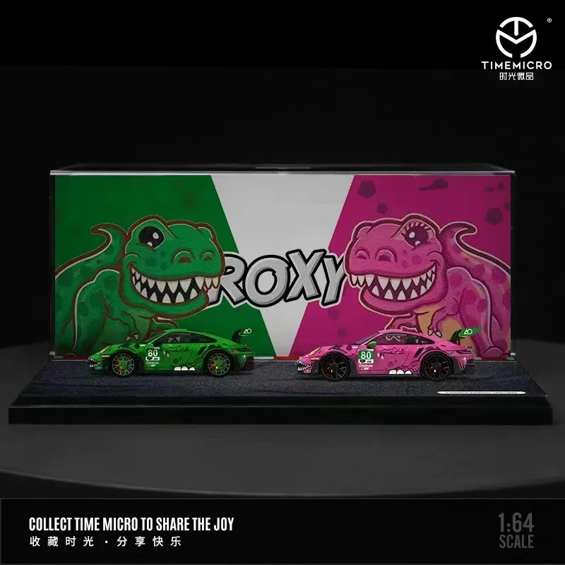 TIME MICRO/STAR RACE 1:64 Pink/green Tyrannosaurus Painting Alloy Model Car for Collection& Display