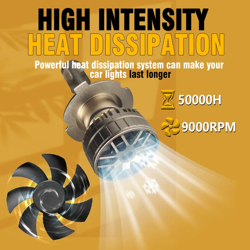 180W Three Copper Tube LED Lights H4 H7 H1 H11 9005 9006 High Power Car Motorcycle LED Headlight Bulb Universal Auto Headlamp view 4