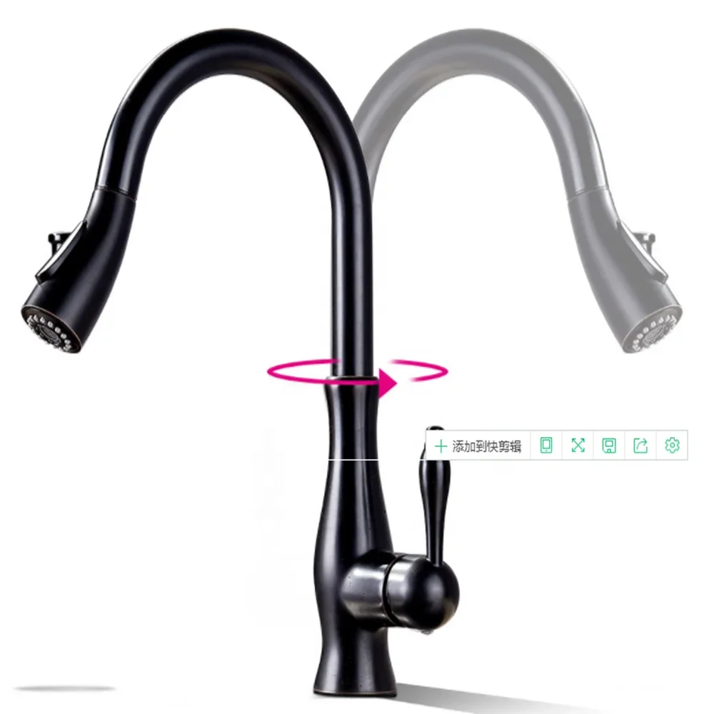 Modern Commercial Kitchen Faucet With Easy To Operate 360 Rotatable Black Pull Out Faucet Cheap Sink Faucet