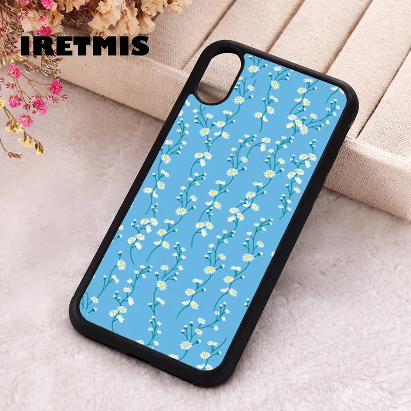 Iretmis Phone Cover Case For iPhone X XS Max XR 11 12 13 PRO MINI 14 15 16 Plus Rubber Silicone flower chains