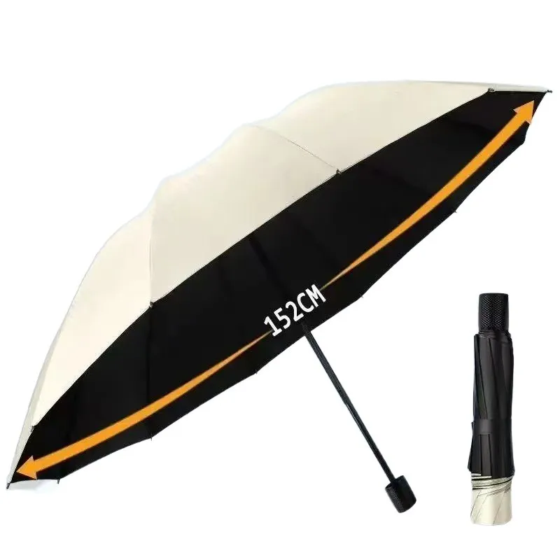 زيادة الأعمال مظلة مكونة من 12 حبلاً، مظلة يدوية قابلة للطي مقاومة للعوامل، مظلة للمطر أو اللامعة لثلاثة أشخاص