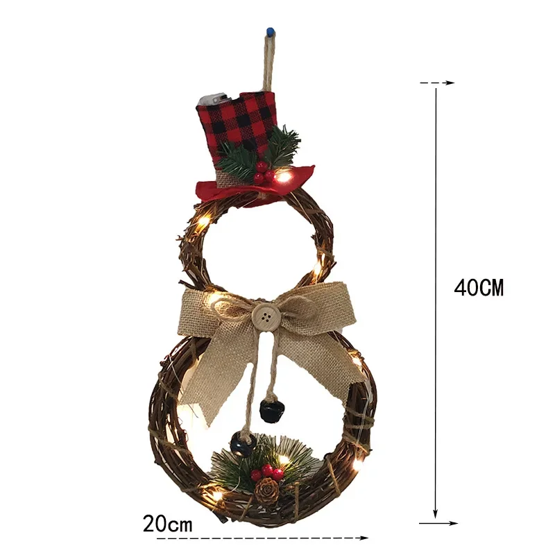 Capodanno Natale LED Ghirlanda Ornamenti Decorazione appesa Casa Navidad Porta da parete Decorazioni per feste Ghirlanda di luci