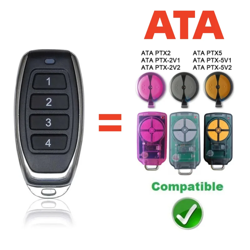 ATA PTX5v2 PTX5 Garage Door Remote Control 433.92MHz Rolling Code ATA PTX5 PTX2 PTX-2V1 PTX-5V1 TrioCode Hand Transmitter