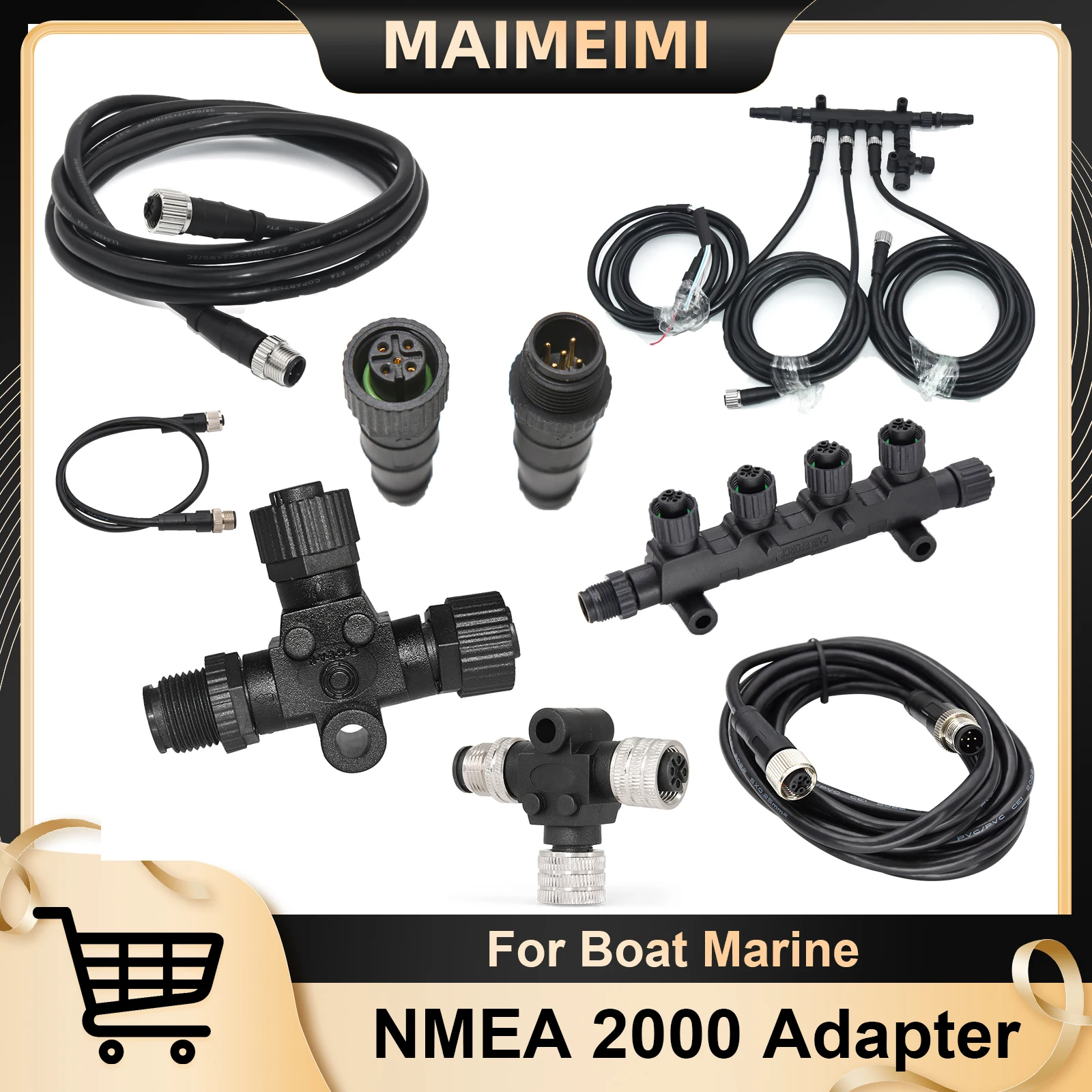 NMEA 2000 Adapter Converter Cable T-type Connector 3 ports 6 ports Female and Male Marine Boat Marine Boat Starter Kit 0.5-4M