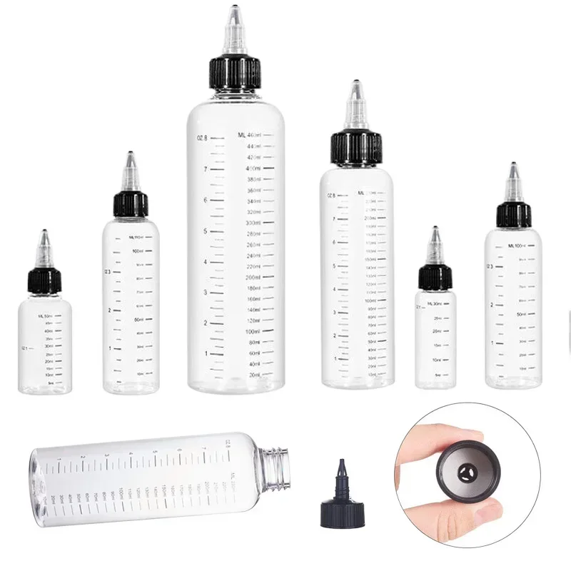 30PCS 30ML-250ML Empty Clear Plastic Squeezable Dropper Bottles with Twist Top Caps Refillable Containers For Oil Tattoo Pigment