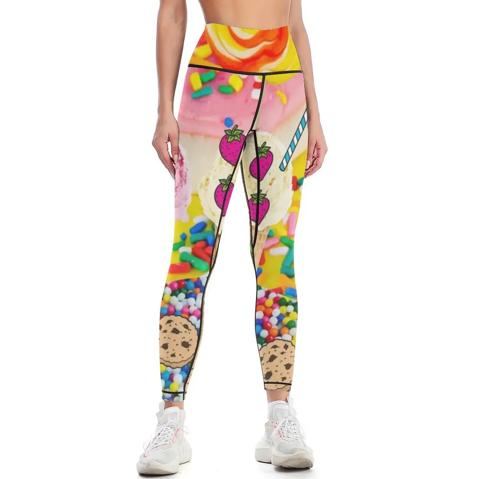 

Ice Cream Sprinkle Candy Cookie Dreams Leggings sports for push up Legging sexy woman Jogger pants Womens Leggings
